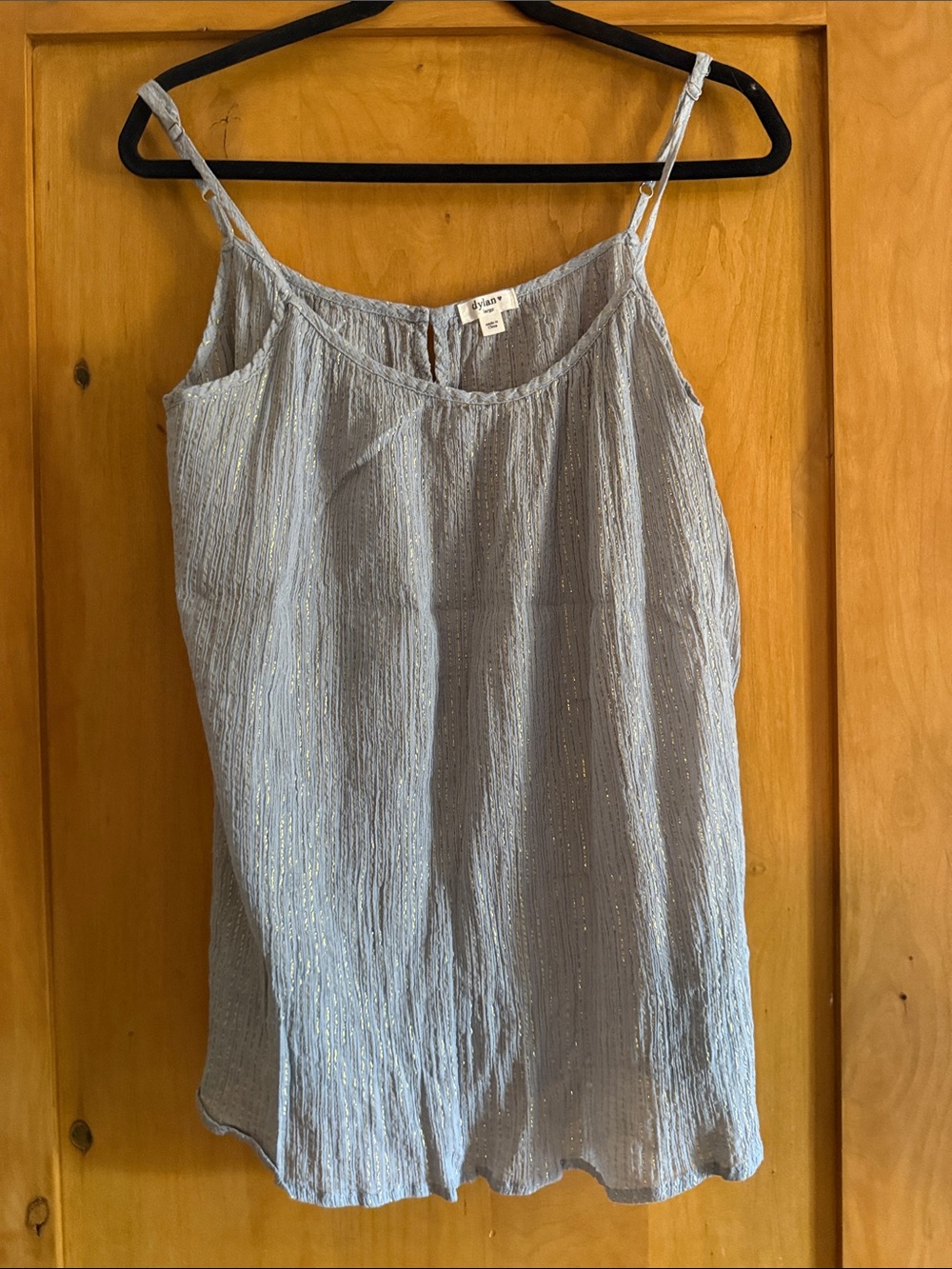 dylan Light Blue Metallic-Striped Cami